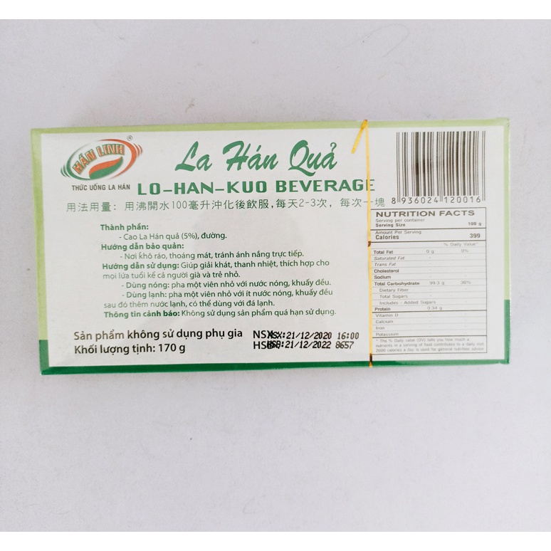 La Hán Quả Hòa Tan Hán Linh 170Gr