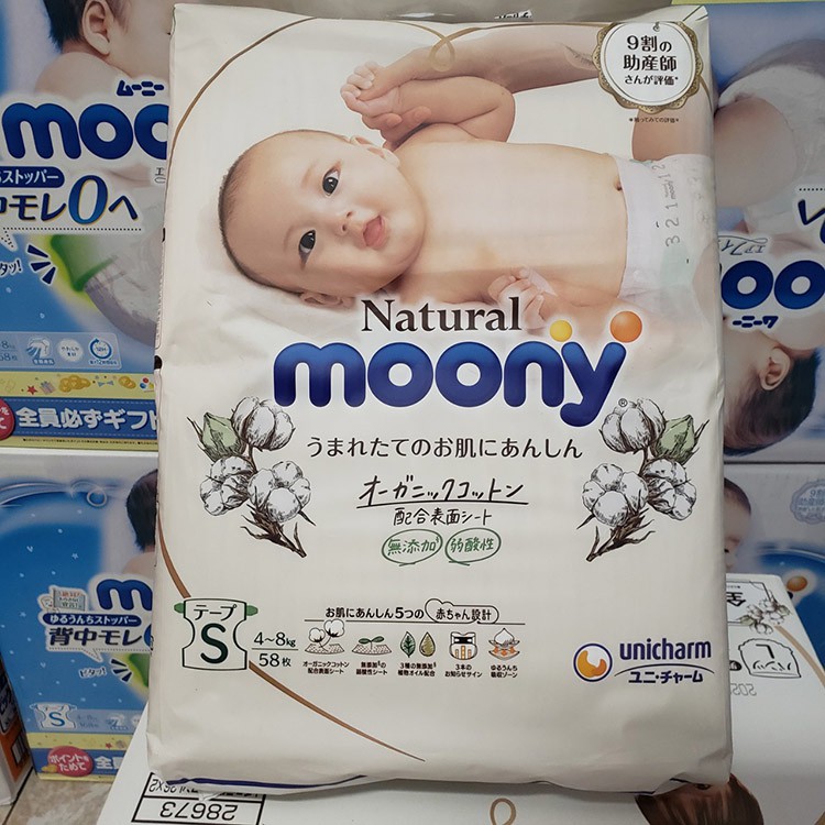 [XẢ KHO] Tã Bỉm Moony Natural Dán/Quần Nội Địa Nhật NB63/S58/M46/L38/L36/XL32