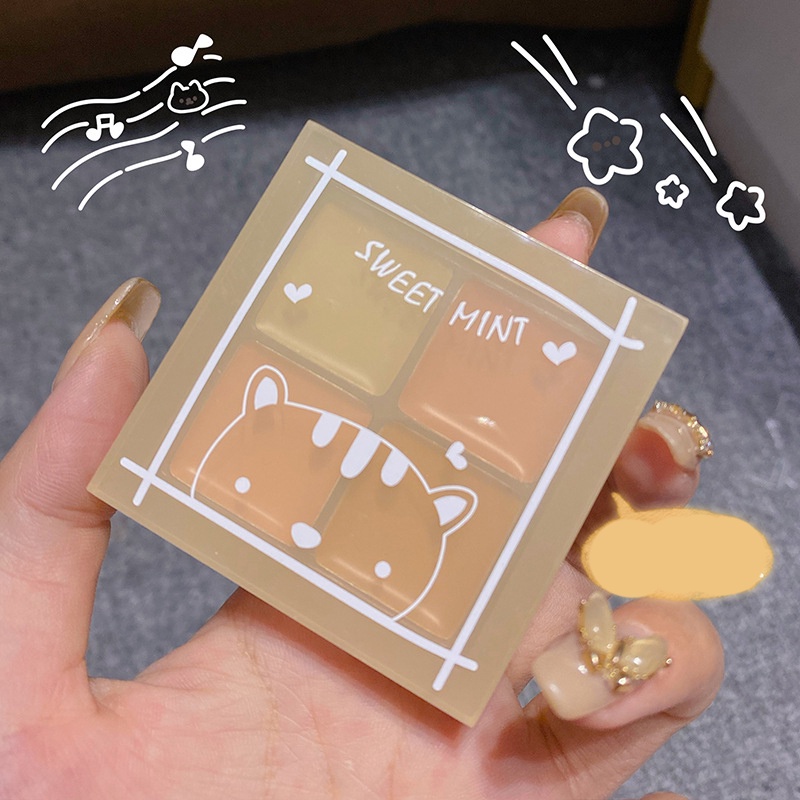 Bảng triệt sắc che khuyết điểm 4 ô Sweet Mint Mèo Sọc Sena Beauty