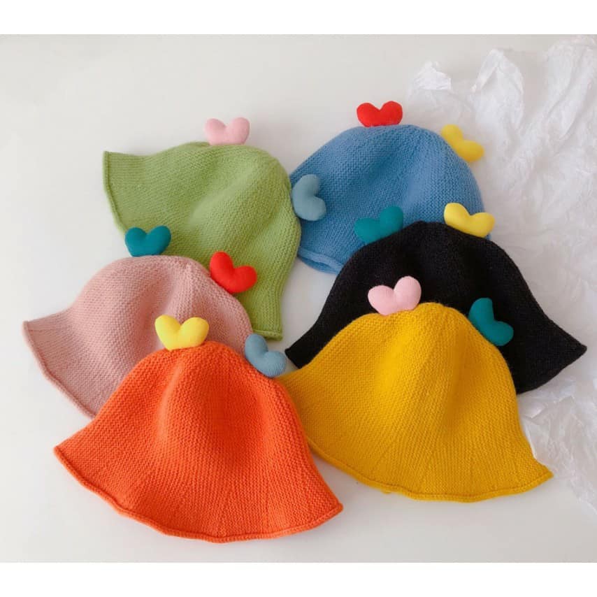 Mũ len hình 2 trái tim cho bé GÁI - TRAI 8 Tháng - 3 Tuổi