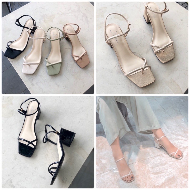 GIÀY SANDAL NỮ QUAI MẢNH XỎ NGÓN CAO 6 CM ÊM CHÂN
