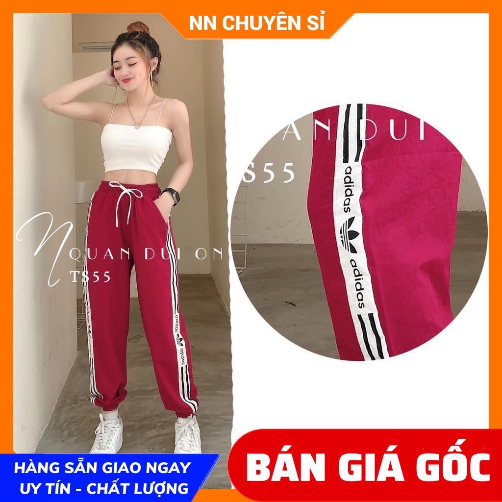 Quần dài nữ mặc đi chơi  ,Quần Thun Nam Nữ Jogger Bo Gấu Thể Thao adidas Chất Thun freesize dưới 60kg