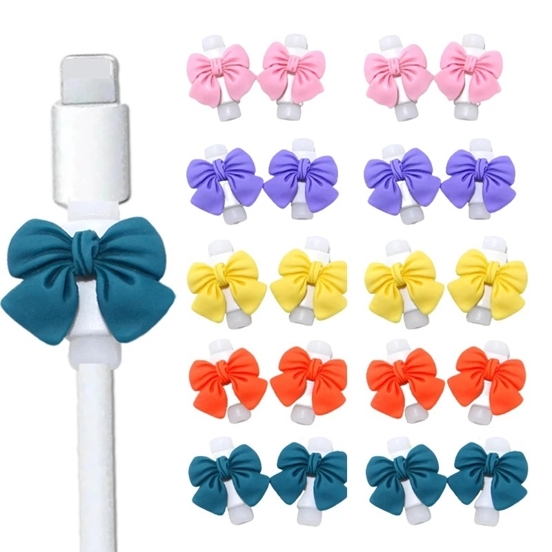 Set 2 Phụ Kiện Bảo Vệ Đầu Dây Cáp Sạc Tai Nghe Hình Hoạt Hình Dễ Thương