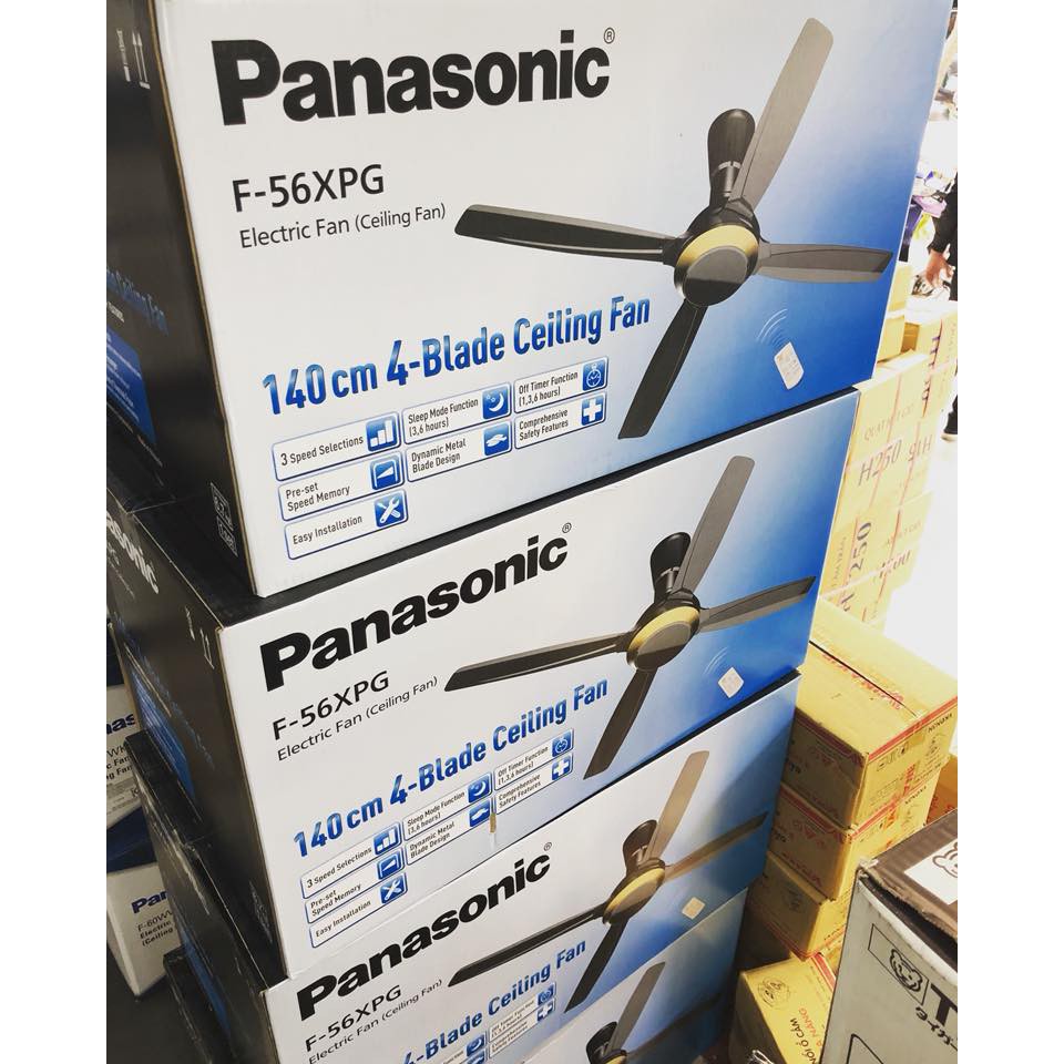 Quạt trần 4 cánh Panasonic F-56XPG có điều khiển (Trắng - Đen) - 3 tốc độ gió - Công suất 59w - Bảo hành 12 tháng