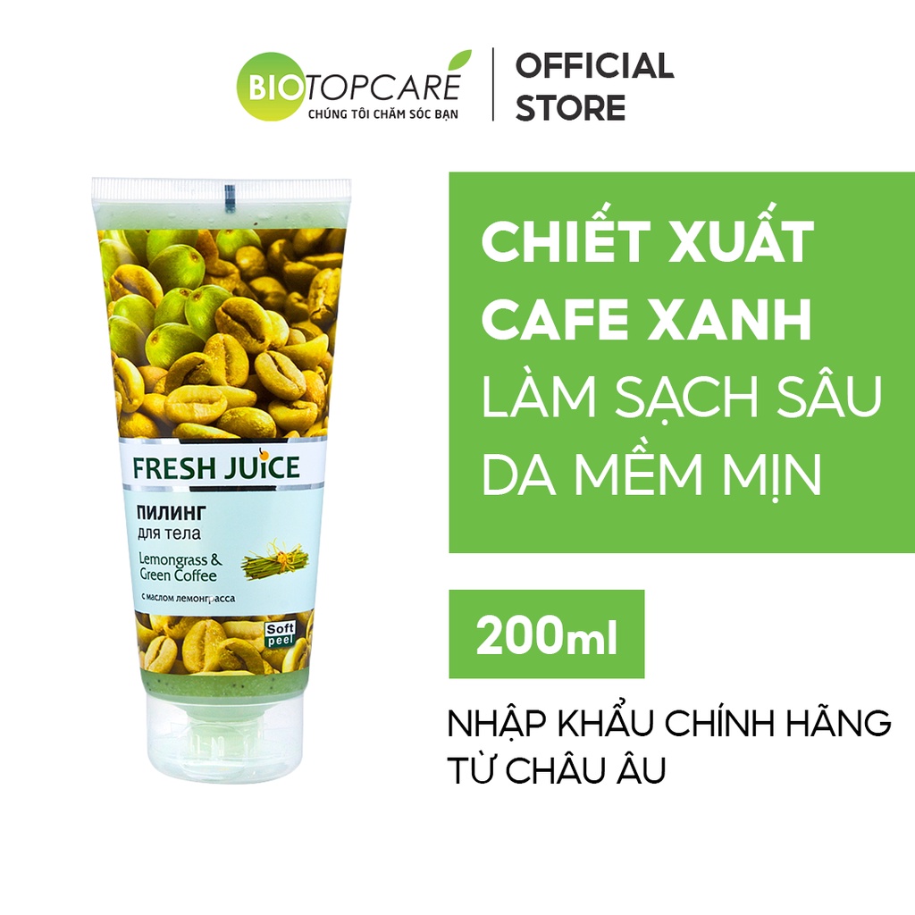 Tẩy da chết toàn thân làm mịn da Fresh Juice Sả và Cafe 200ml - Biotopcare Official