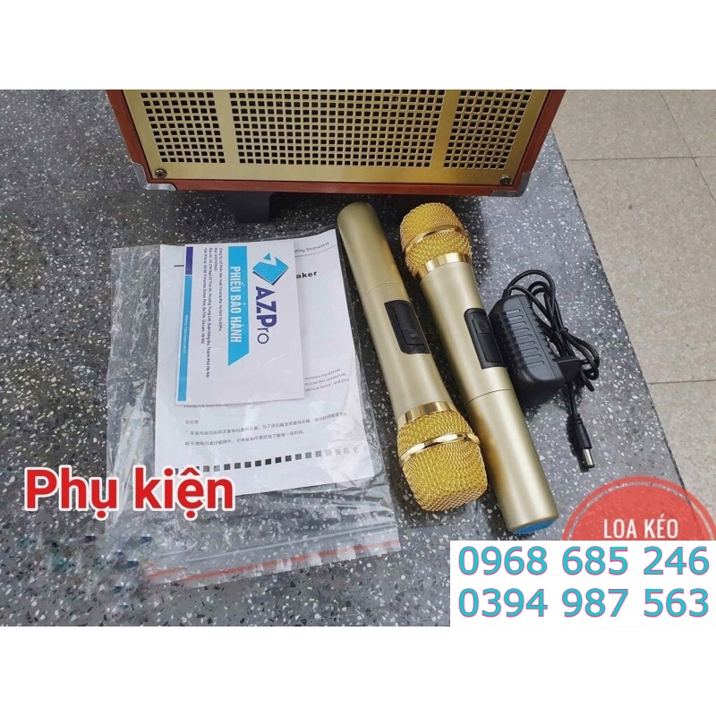 Loa kéo hát karaoke bluetooth AZ8 Pro Bass 20 mini chính hãng tặng 2 micro