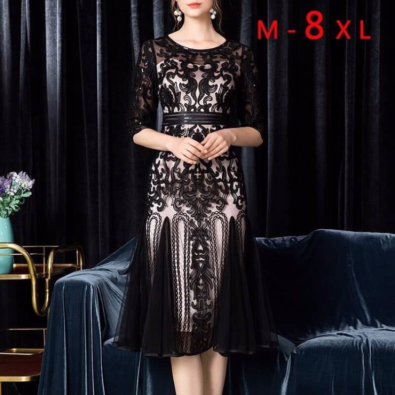Đầm ren lụa cao cấp kiểu dáng sang trọng QCNP2523