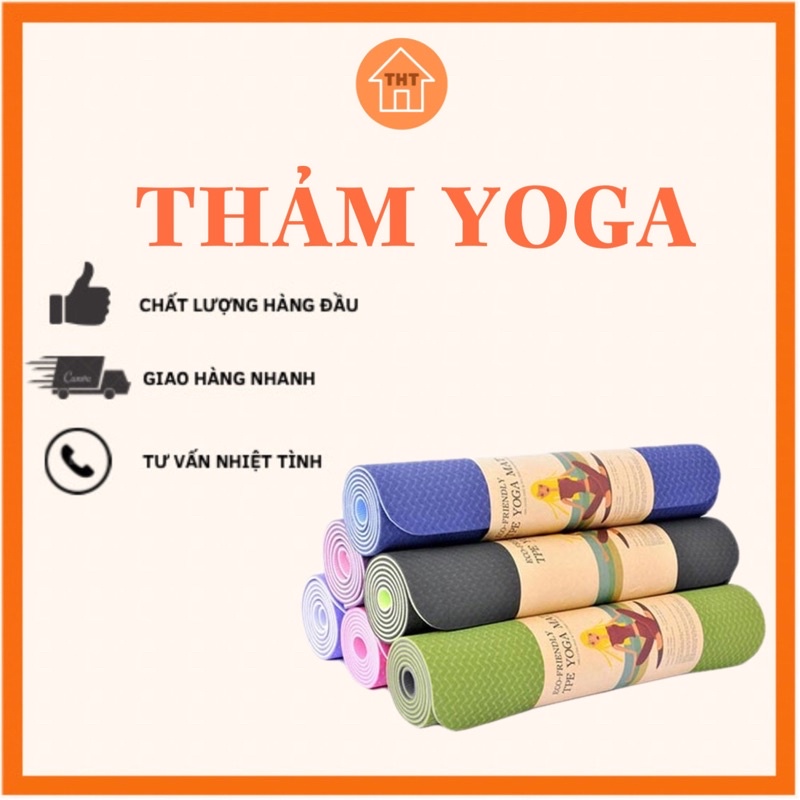 Thảm Tập Yoga, Gym, Thể Dục Chống Trượt 2 Lớp Không Mùi