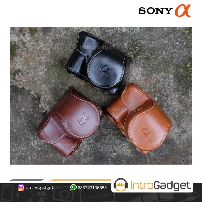 Bao Da Điện Thoại Sony A6000 A6300 Nex6 Màu Nâu Nhạt In Logo Alpha