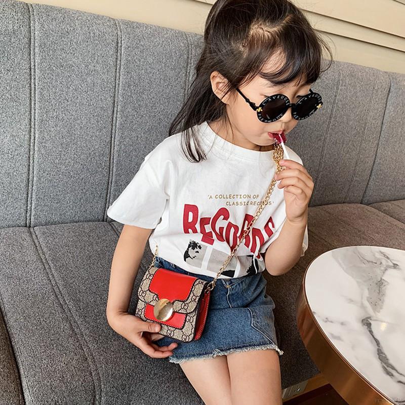 Túi đeo chéo bằng da PU họa tiết hoa cổ điển dành cho bé gái