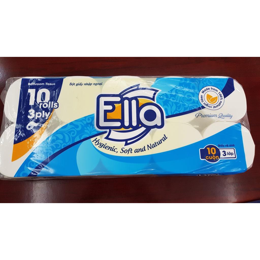 Giấy vệ sinh Ella 3 lớp bịch 10 cuộn có lõi - không lõi