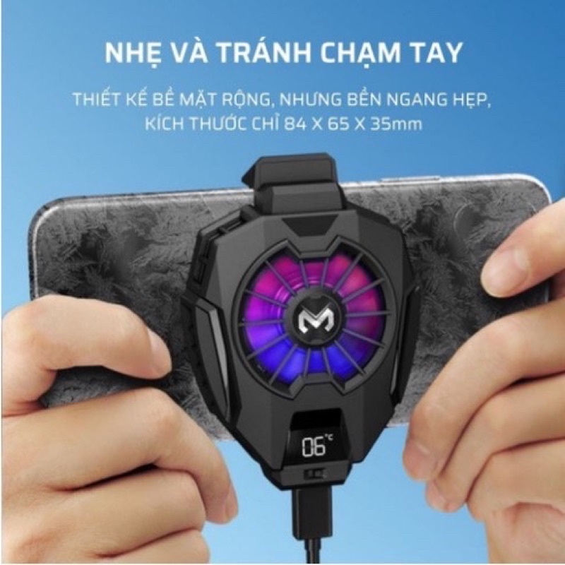 Tản nhiệt sò lạnh Memo Dl05 v2 có báo nhiệt độ giúp tăng tuổi thọ và Fps khi chơi gane mobile