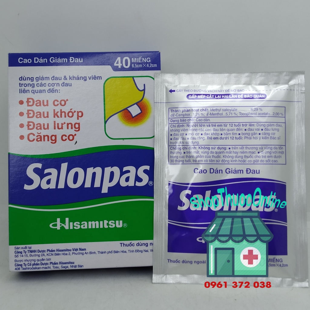Cao dán SALONPAS hộp 4 gói x 10 miếng