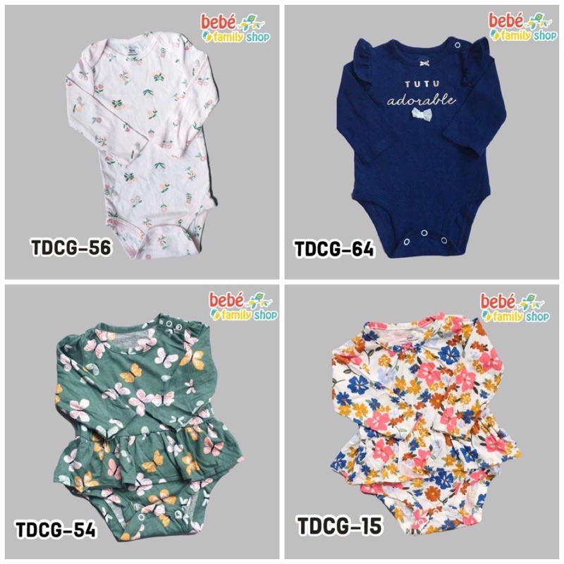 [SIZE 0-3M] Body chip dài tay BÉ GÁI Carters/ bodysuit cho bé xuất dư tay dài TDBG - bebefamilyshop