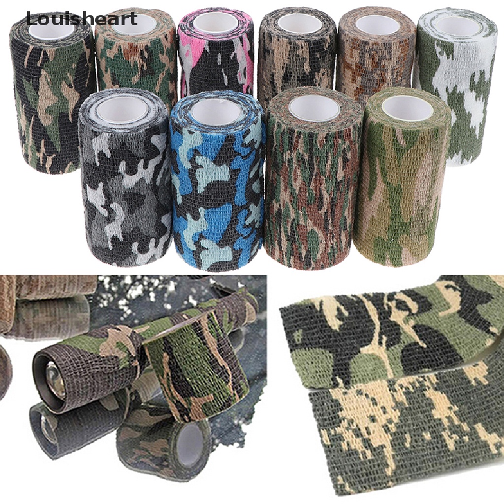 Louisheart 1Pc Outdoor Camo Gun Hunting Camping Camouflage Stealth Duct Tape Wrap 10cm*4.5m TFG