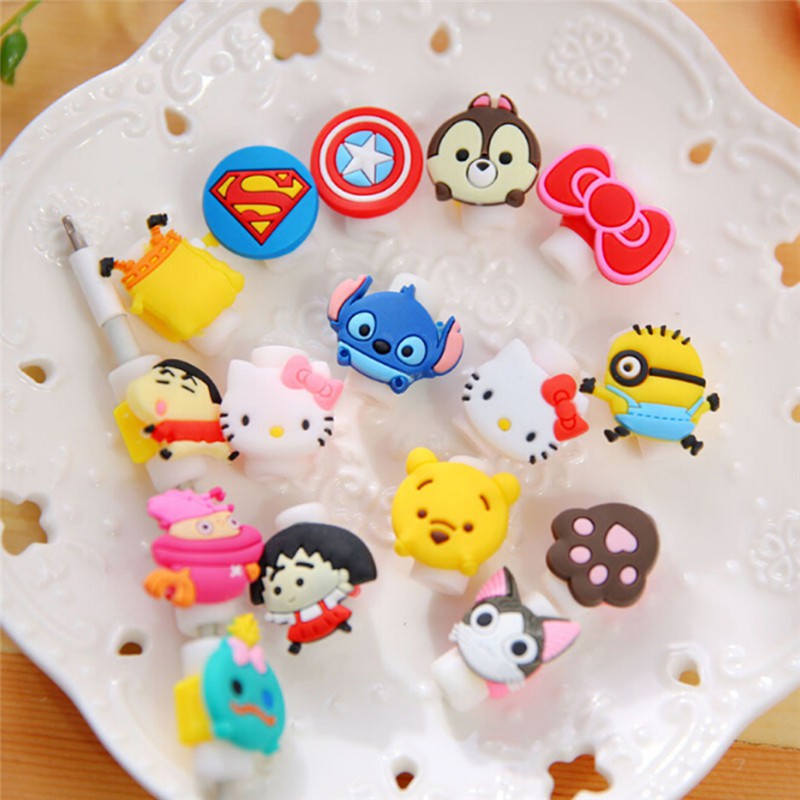Set 10 Phụ Kiện Bảo Vệ Dây Cáp Sạc Họa Tiết Hoạt Hình Dễ Thương