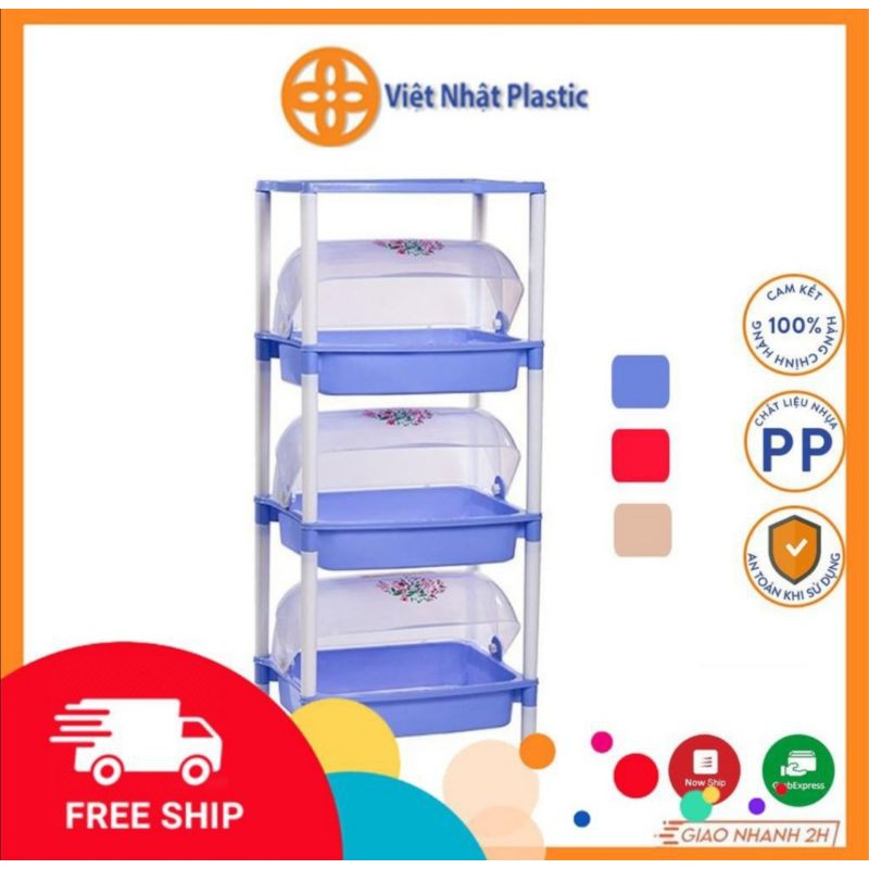 Kệ úp chén bát 2 - 3 - 4 tầng có nắp Việt Nhật. Kích thước 2 tầng: 34x48x4 cm. 3 tầng: 34x48x82 cm. 4 tầng: 34x48x113 cm