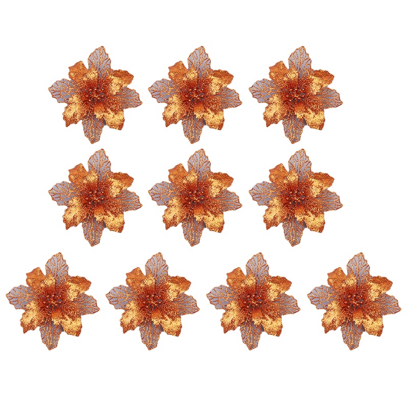 Set 10 bông hoa giả long lanh trang trí cây thông giáng sinh cỡ 11cm