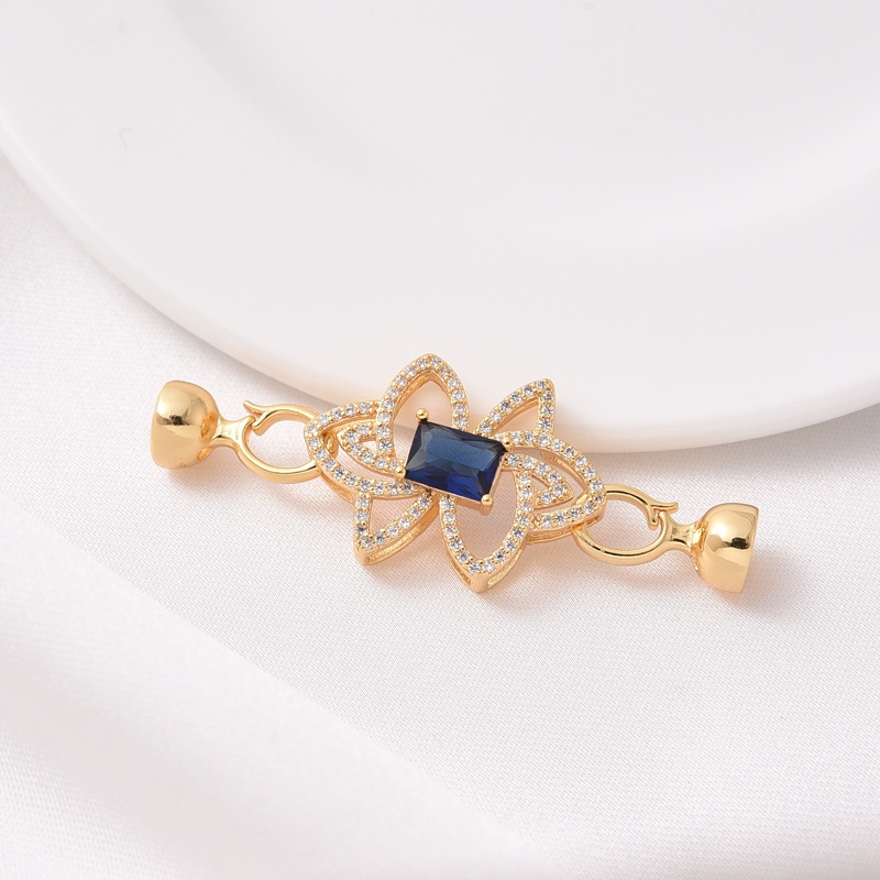 Móc Khóa Cài Vòng Tay / Vòng Cổ Bằng Đồng Mạ Vàng 18K Đính Đá Zircon diy