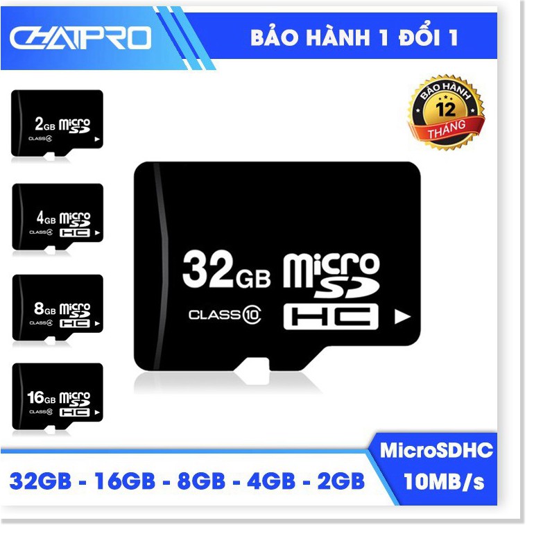 Thẻ nhớ Micro SD, Micro SDHC Class 10 dung lượng 32GB – 16GB – 8GB – 4GB – 2GB