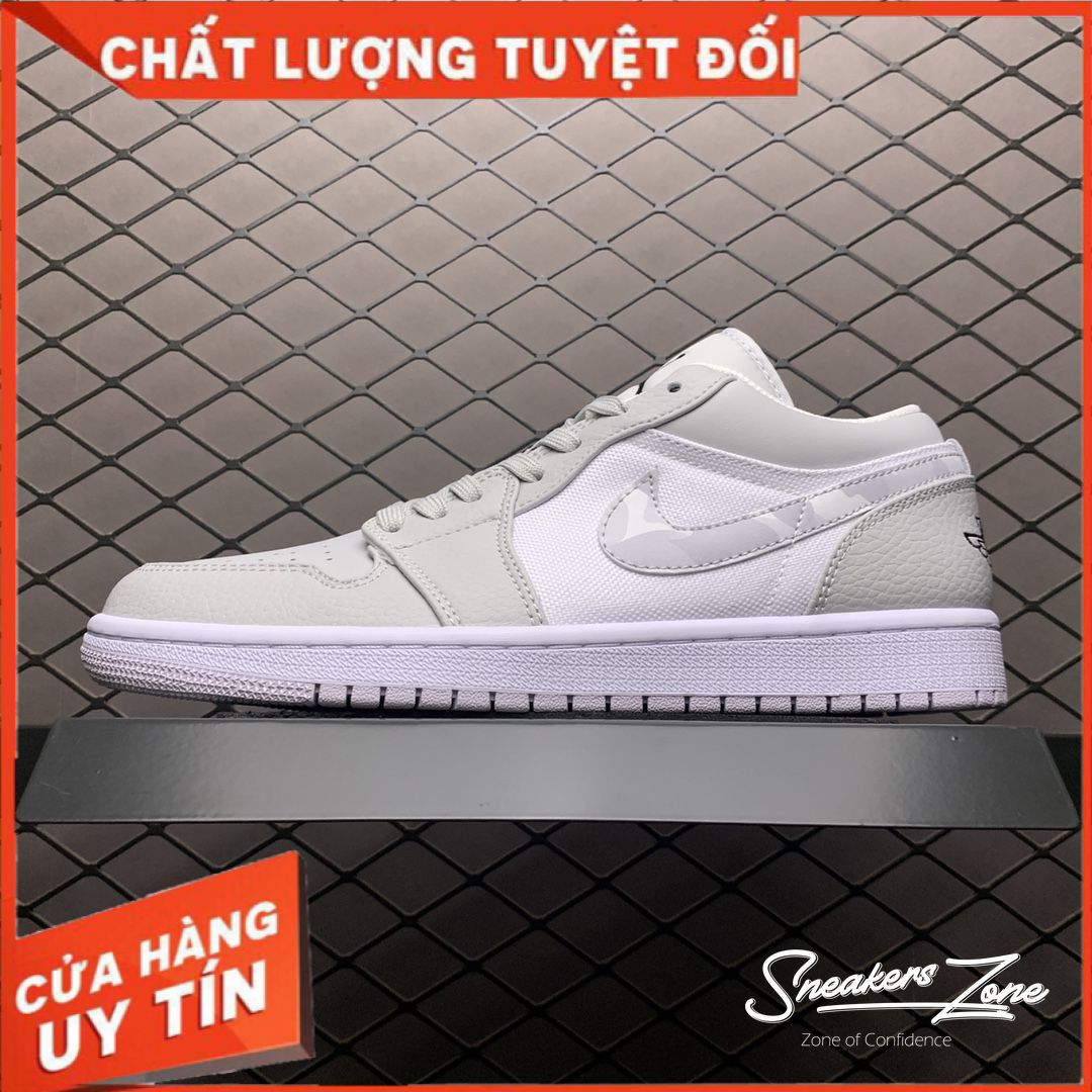 (FREESHIP+HỘP+QUÀ) Giày Thể Thao AIR JORDAN 1 Low White Camo Trắng Xám Cổ Thấp