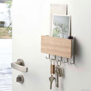 Móc treo chìa khóa gắn tường tích hợp hộp đựng bằng gỗ thời trang nhật bản