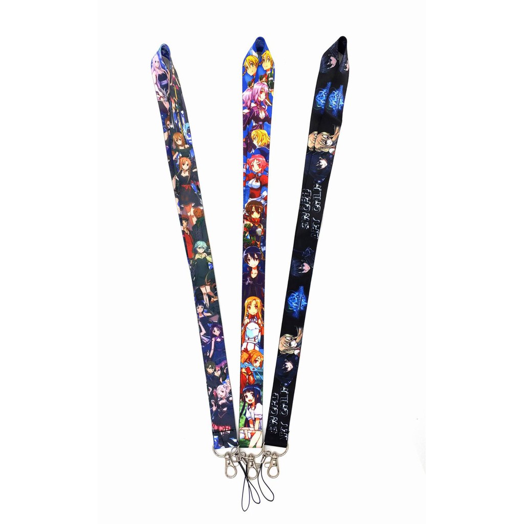 3 màu Sword Art Online Lanyard Dây buộc chống thất lạc Dây buộc thể thao chống rơi Dây buộc đeo cổ Dây buộc tai nghe Bluetooth Dây buộc