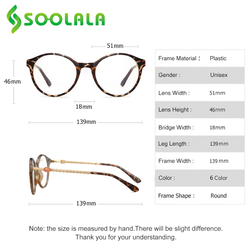 Kính Đọc Sách Gọng Tròn Màu Xanh Lam SOOLALA TR90 Cho Nữ