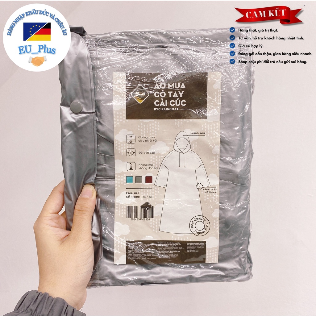 HÀNG THANH LÝ Áo mưa có tay cài cúc PVC - đủ màu