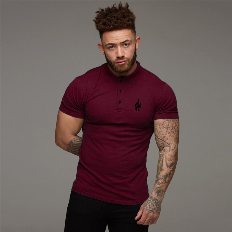 Fashion Logo Printed Gentlemens Top Tees Causal Short Sleeves Gym Sports Running Polo Tshirts