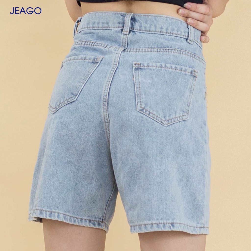 Quần Short Jean Nữ Xanh Màu Nhạt JEAGO_M217