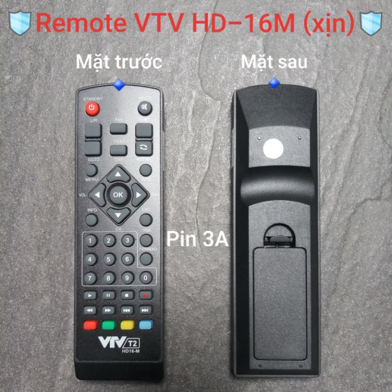 Remote (điều khiển) đầu thu Kỹ thuật số mặt đất DVB.T2 của VTV, model HD16M (hàng zin)