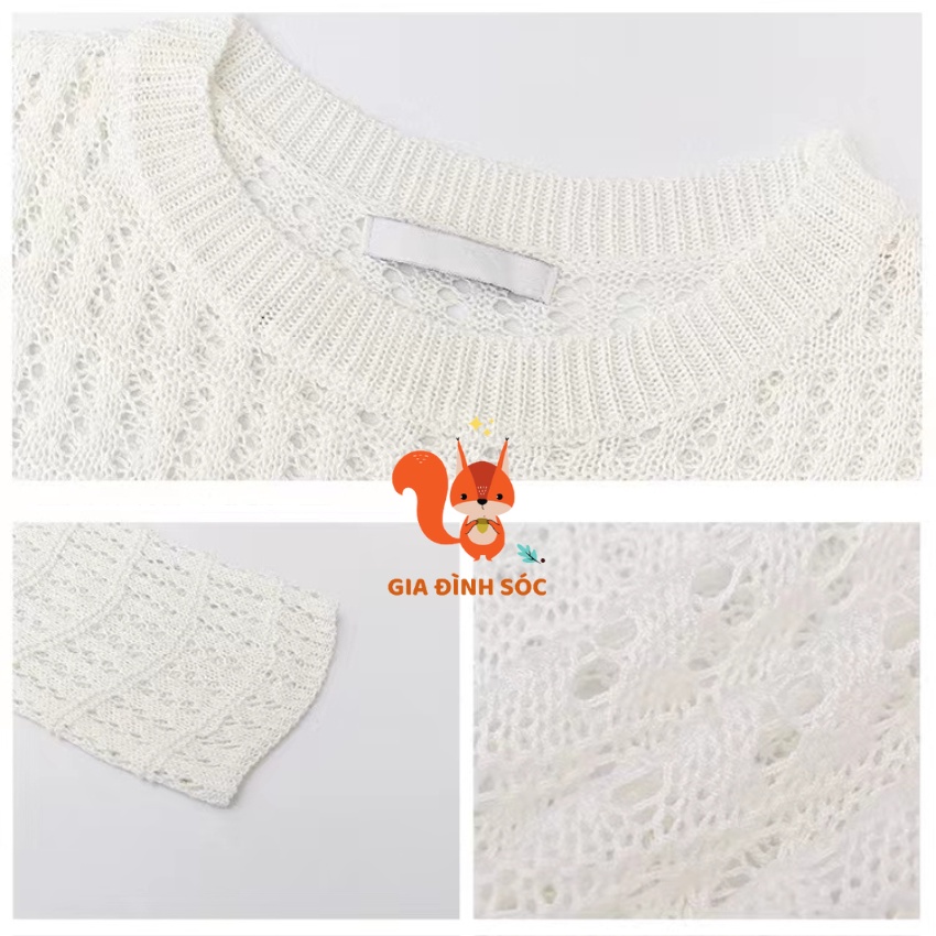 Áo Sweater dệt kim mỏng tay dài, dáng rộng phong cách Hàn Quốc