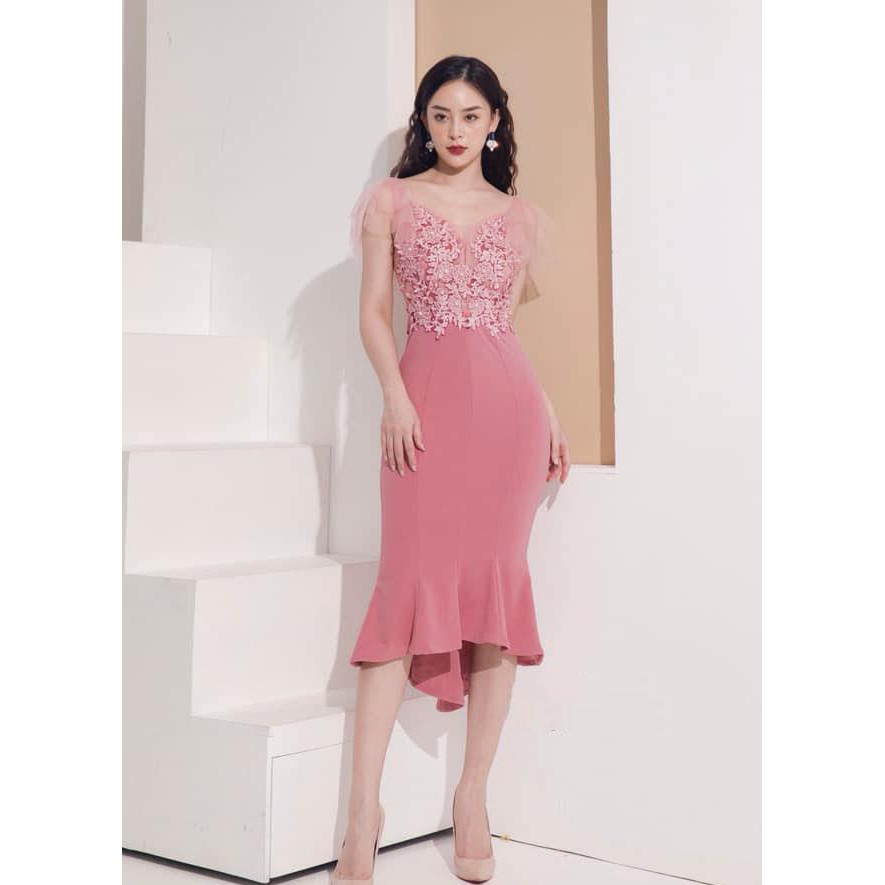 Đầm xoà dự tiệc lụa bi