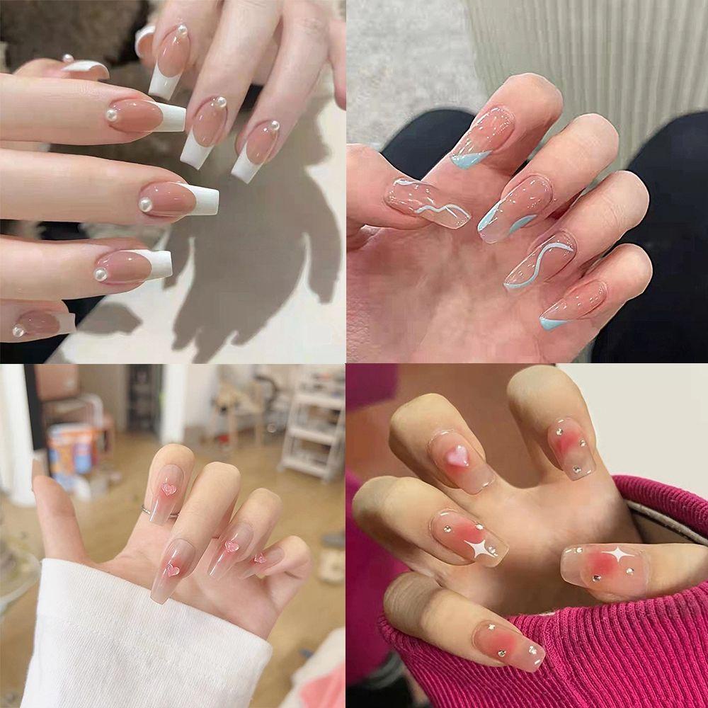 MIHAN1 Bộ 24 Móng Tay Giả Che Phủ Toàn Diện Tháo Rời Được