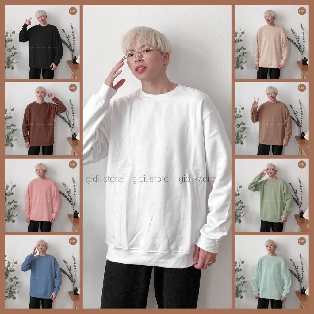 Áo Sweater Basic Thu Đông Nam Nữ Unisex - áo vải nỉ bông trơn tay dài dày dặn, mềm mịn kiểu OVERSIZE hot TREND form rộng
