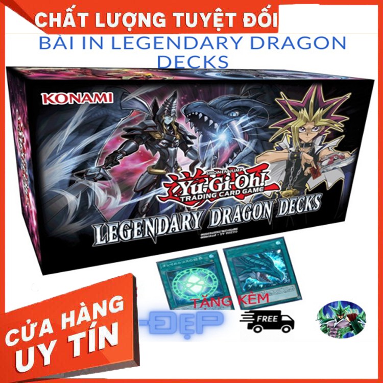 Bộ bài in giá rẻ Legendary Dragon Decks (Gồm 3 Deck - 153 lá bài) - Không Hộp (Tặng kèm 2 lá bài real của Yugi)