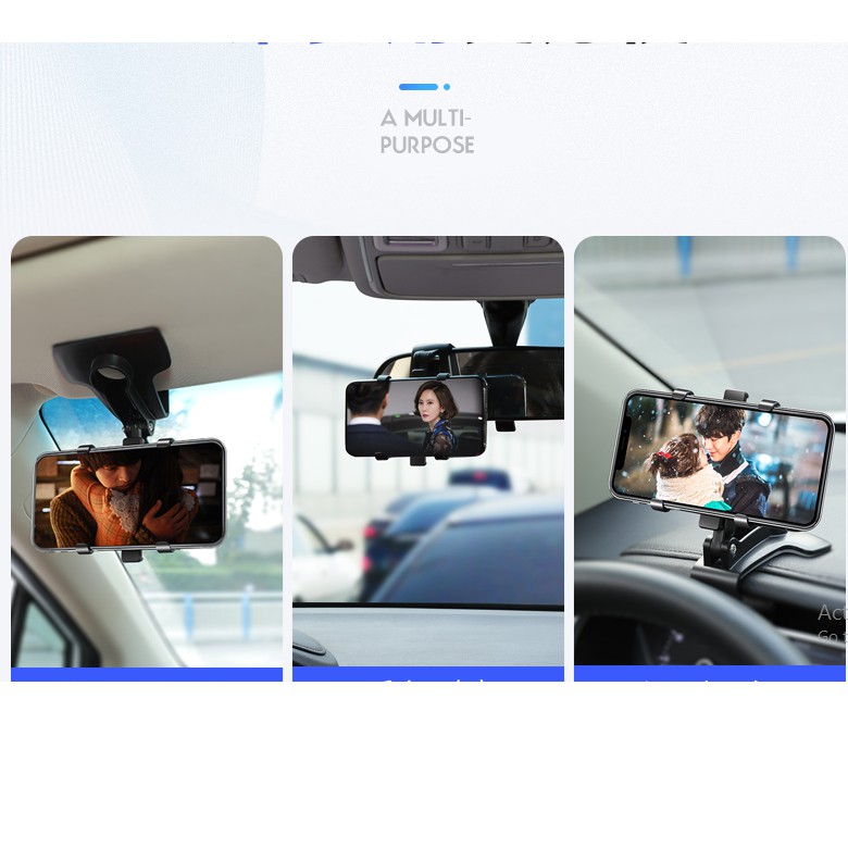 [Mẫu Mới Cao Cấp] Giá đỡ điện thoại ô tô - Giá kẹp điện thoại ô tô- Taplo - Kẹp che nắng - Gương trong xe - Xoay 360 độ
