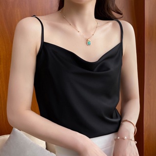 Áo hai dây vải lụa cổ đổ sang chảnh