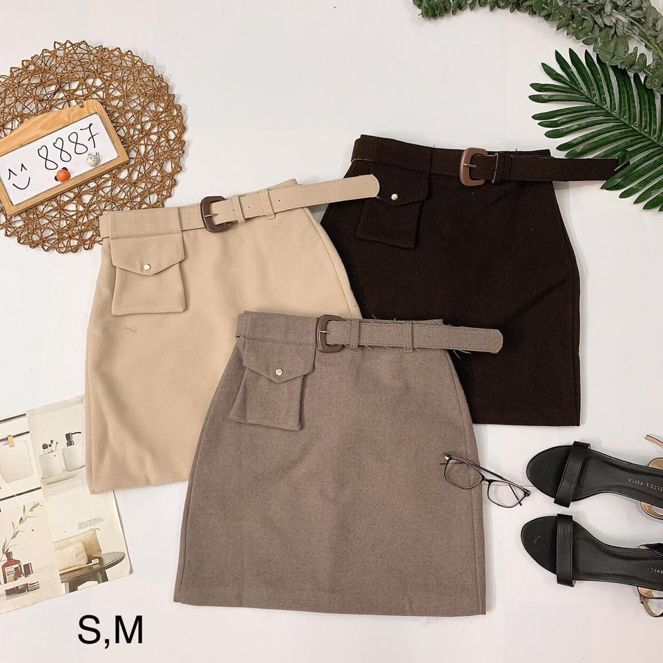 Chân váy nỉ 1 túi kèm nịt