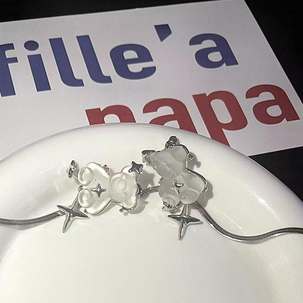 Qqmall Khuyên Tai Lủng Lẳng Hình Gấu Gummy Đám Mây Màu Trắng Nhám Cho|Bông Tai Hình Gấu Đính Đá Thời Trang Dành Cho Nữ