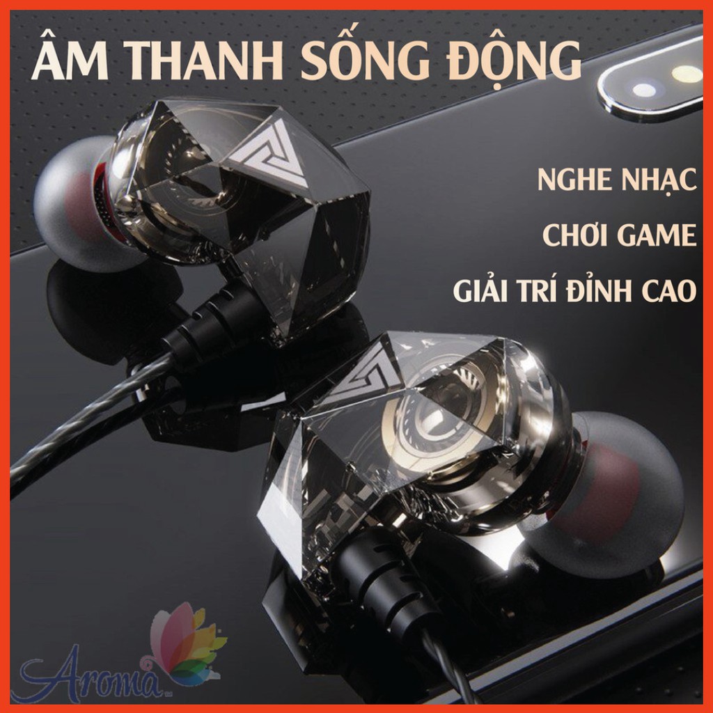 Tai Nghe In-Ear Headphones Nghe Nhạc Chơi Game QKZ AK2 - Âm Thanh Super Bass, Dây Chống Rối, Có Mic Đàm Thoại
