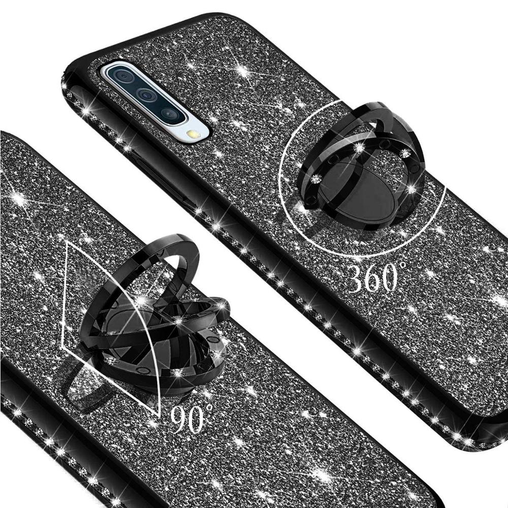 Ốp điện thoại kim cương lấp lánh có nhẫn đỡ cho Samsung Galaxy A50 A70 A80 A90 A10 A20 A30 A60 A50s A30s A20s A10s A70s | BigBuy360 - bigbuy360.vn