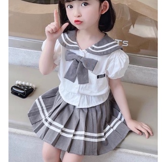 SET53 - Váy bé gái, Set đồng phục nữ sinh kiểu Hàn Quốc cho bé từ 12-25kg, Richkid123