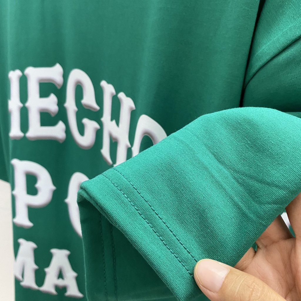 Áo thun tay lỡ HECHO POR MAMA XANH LÁ TO KKIMSHOP , Áo thun unisex nam nữ form rộng oversize chất liệu Cotton Thái