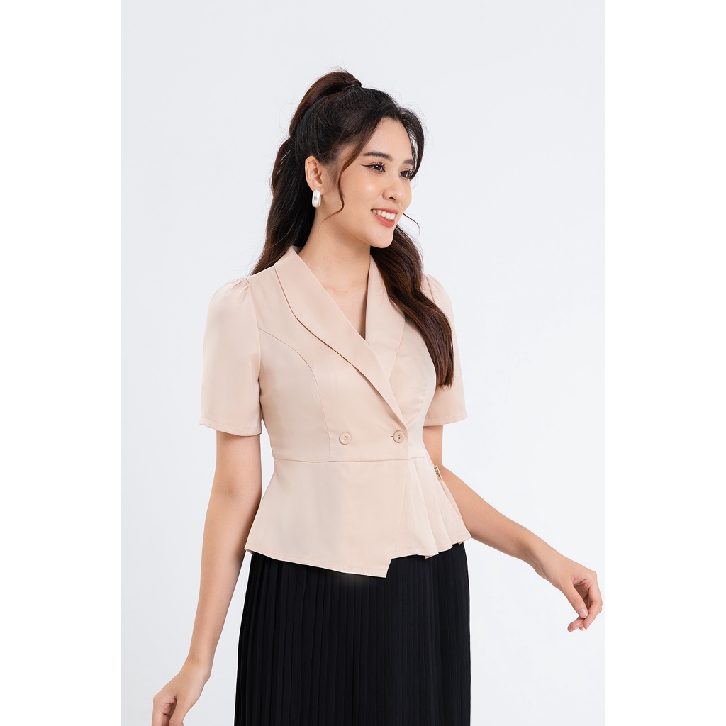 Áo Kiểu LAMER Xếp Ly Eo Hoa Cài L61H22H073
