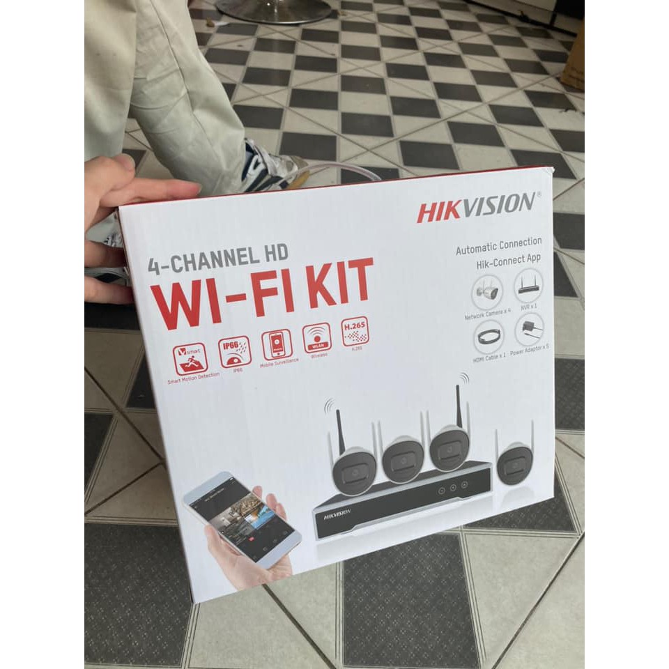 BỘ KIT WIFI HIKVISION NK42W0- KÈM Ổ CỨNG 500GB ( Cam chính hãng - BH 2 năm)