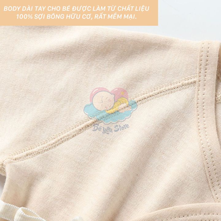 Bộ body cho bé sơ sinh dài tay được làm từ sợi bông tự nhiên mềm mịn (Body dài tai cho bé trai, bé gái)