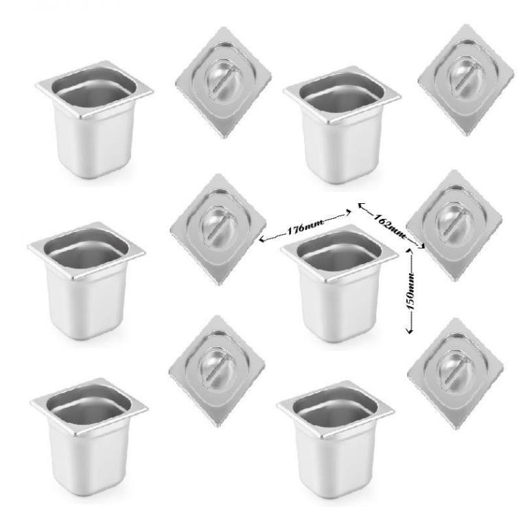 Khay đựng thực phẩm inox , đựng thạch Topping Inox 1/6