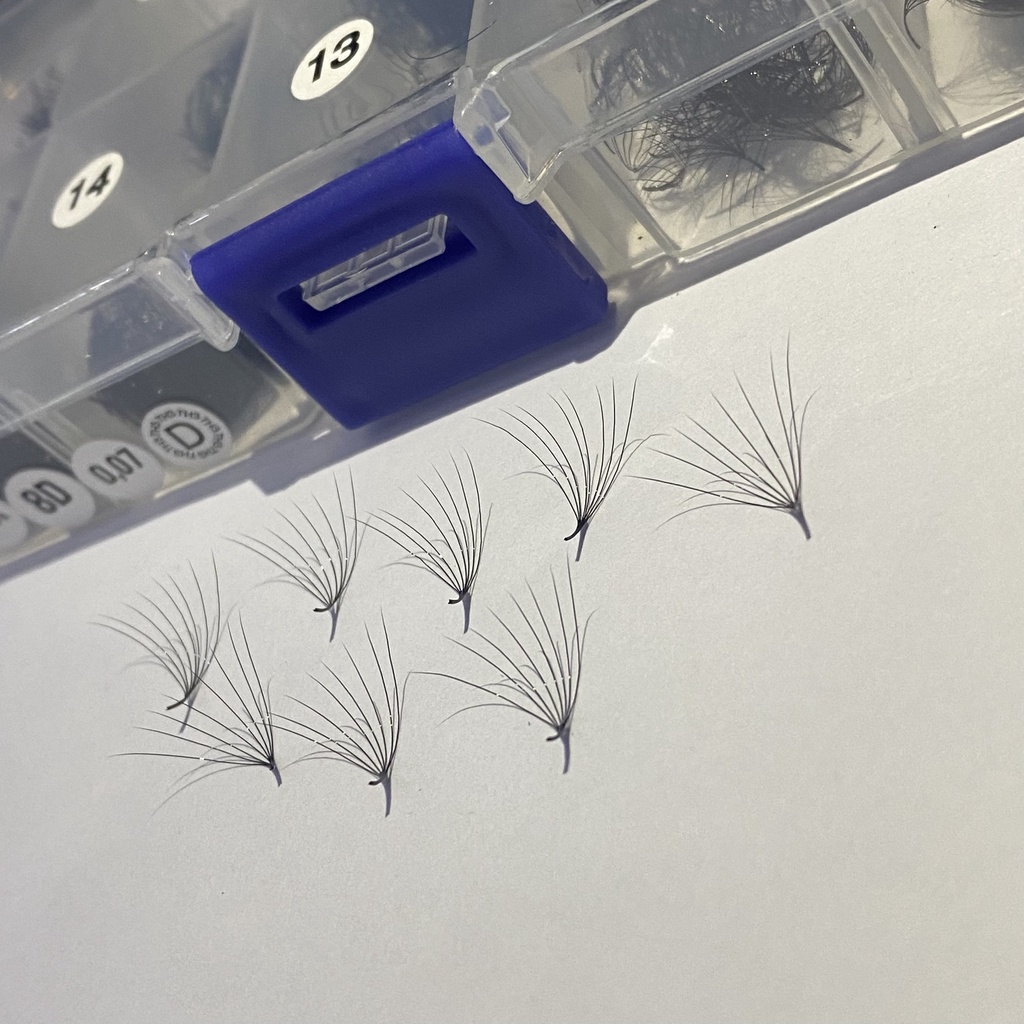 Mi FAN 8D MIX SIZE (8-&gt;13)(9-15) mm C -CC - D 0.05- 007  (1000fan)_ dụng cụ nối mi_THÚY HÀ